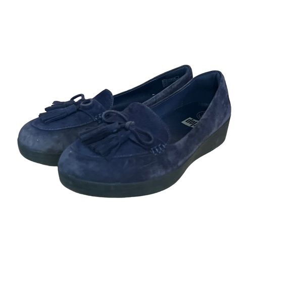 FitFlop Blue Suede Loafer with Tassel Size 7.5 - Picture 2 of 8